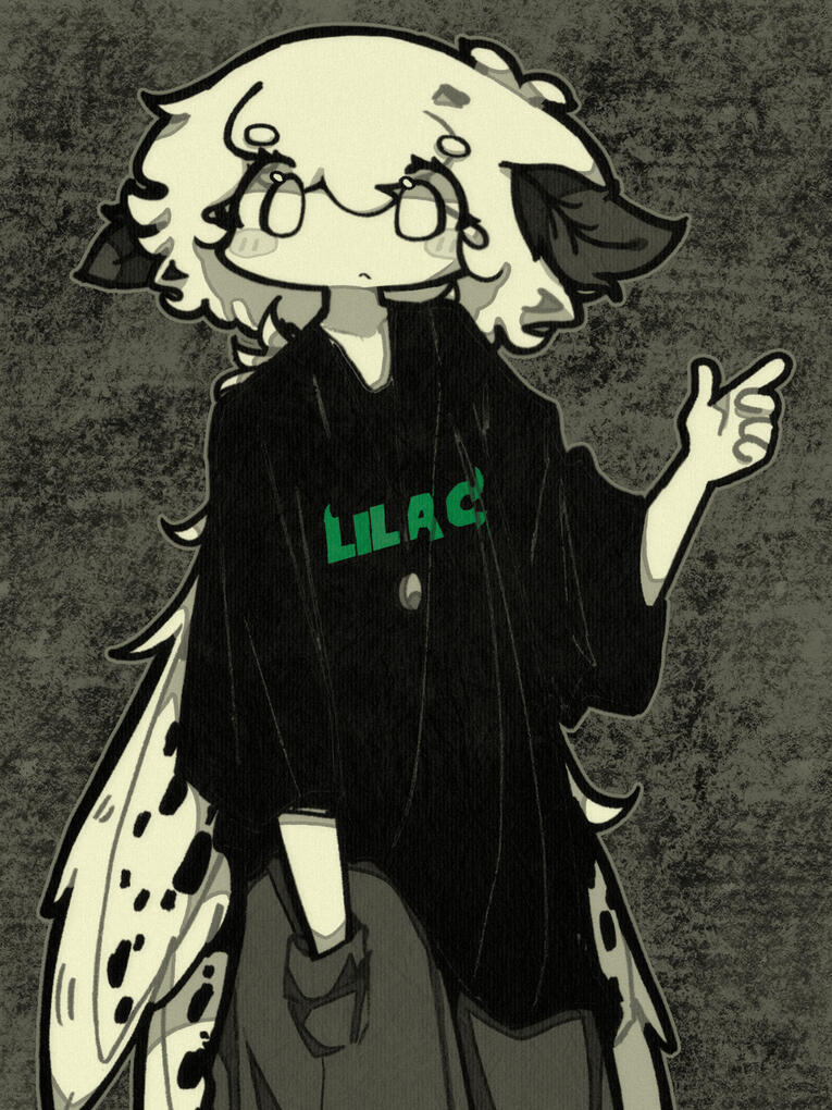 super proud of this !! Lilac wit that chromakopia swag (this isn’t rlly canon but I wanted 2 draw lilac wit something chromakopia related so)